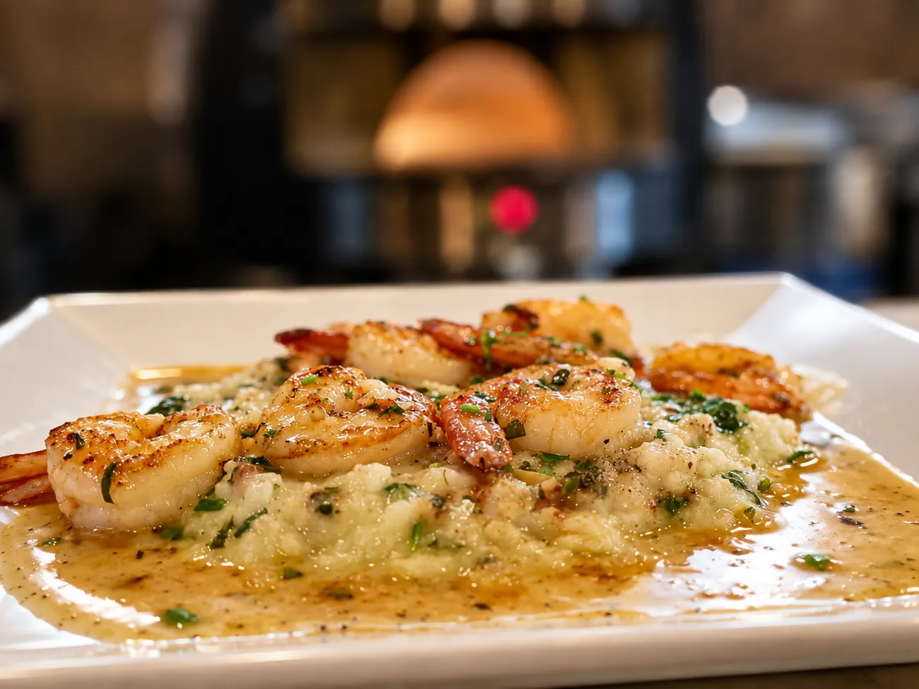 Shrimp scampi in a garlic butter sauce
