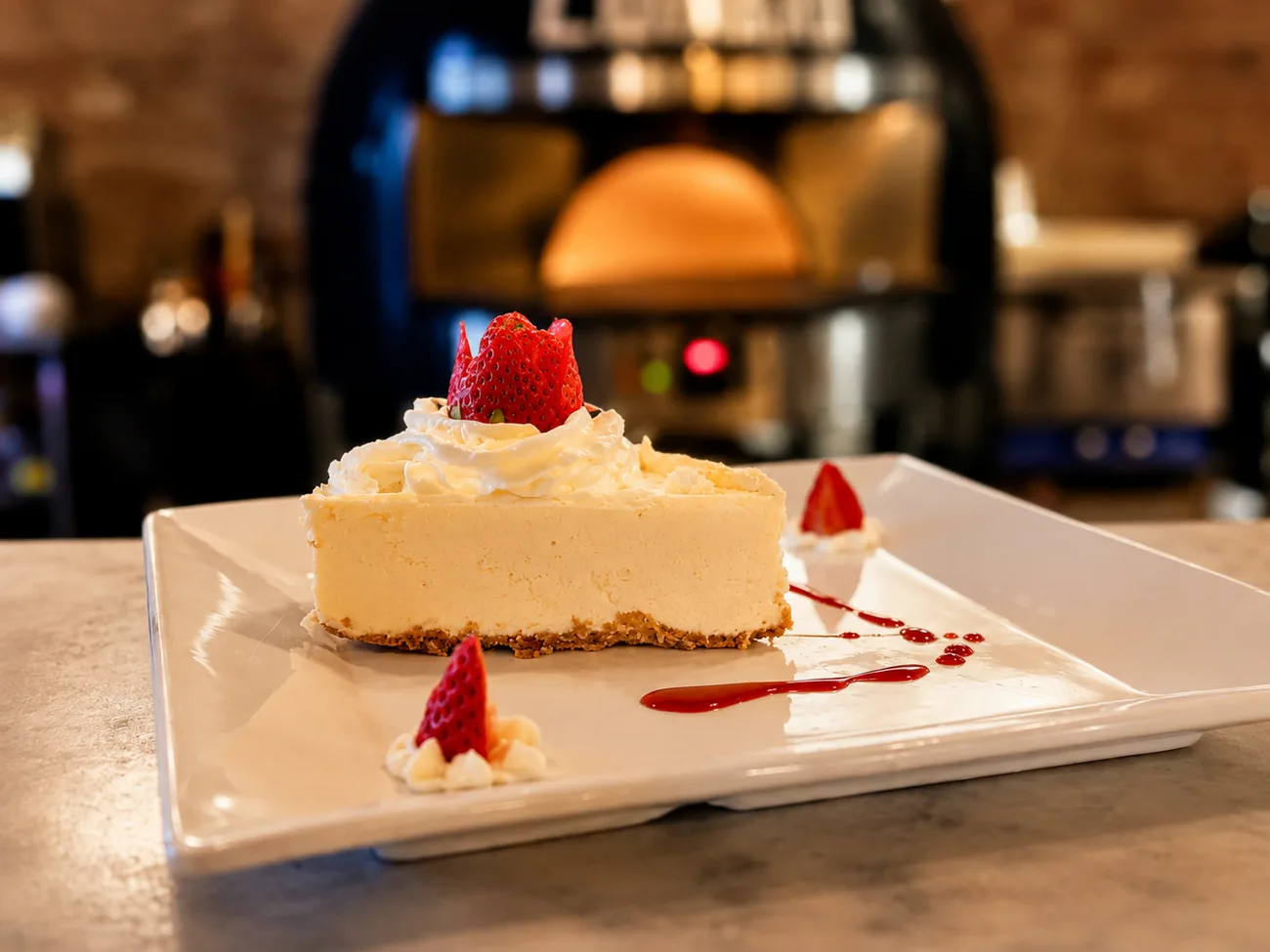 New York cheesecake with strawberries