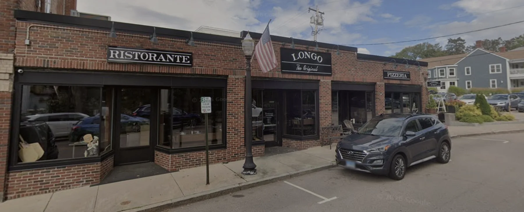 The Longo Ristorante storefront in historic downtown Westerly